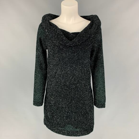 PIANOFORTE by MAX MARA Size M Black Metallic Polyamide Blend Cowl Collar Sweater - Picture 1 of 6